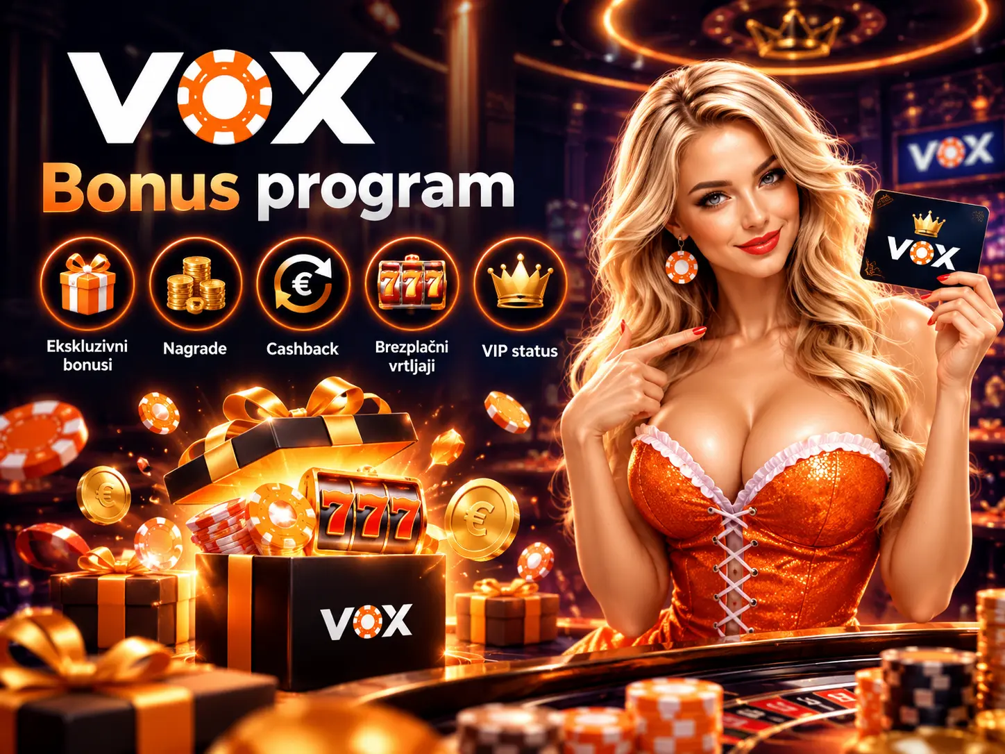 VOX Casino Slovenija bonus program in brezplačni vrtljaji